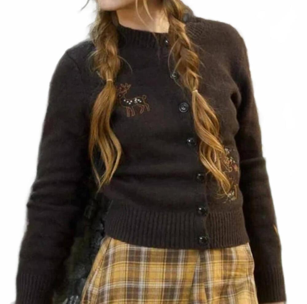 NEW BLU PEPPER embroidered knit cardigan in animal